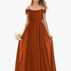 Elegant Rust Off-Shoulder Gown